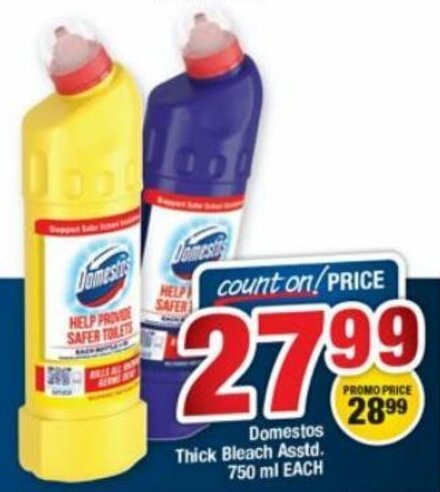OK Foods Domestos Thick Bleach Asstd 750ml offer