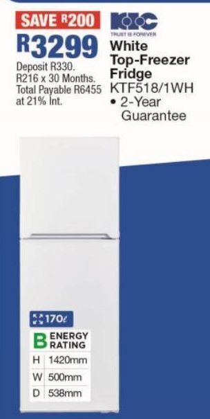 White top-freezer fridge ktf518/1wh