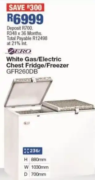OK Furniture White gas/electric chest fridge/freezer gfr260db offer