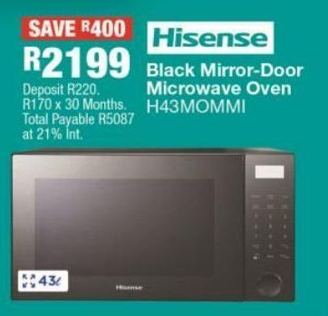 OK Furniture Hisense black mirror-door microwave oven m43mommi offer