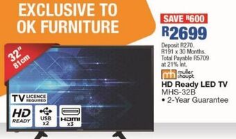 OK Furniture Hd ready led tv mhs-32b offer