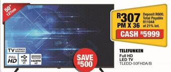 OK Furniture Telefunken full hd led tv tledd-50fhda/b offer