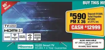 OK Furniture Hisense uled smart tv 65u6g offer