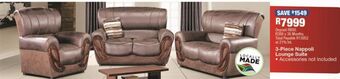 OK Furniture 3 - piece nappoli lounge suite offer