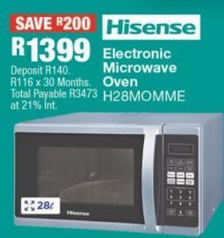 OK Furniture Hisense electronic microwave oven h28momme offer