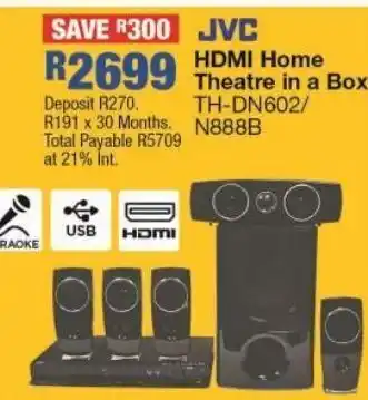 OK Furniture Jvc hdmi home theatre in box th-dn602/n888b offer
