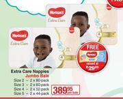 Dis-Chem Huggies Extra Care Nappies Jumbo Bale Plus Free Huggies Wipes-2 Pack Per Bale offer