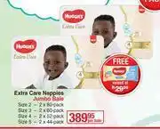 Dis-Chem Huggies Extra Care Nappies Jumbo Bale Plus Free Huggies Wipes-2 Pack Per Bale offer