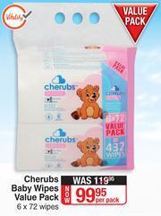 Dis-Chem Cherubs Baby Wipes Value Pack-6 x 72 Wipes Per Pack offer
