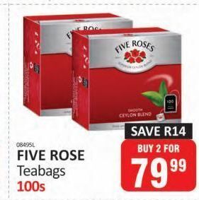 Five rose teabags