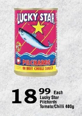 Oxford Freshmarket Lucky Star Pilchards Tomato/ Chilli 400g offer