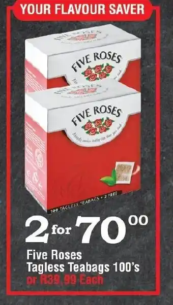 Oxford Freshmarket Five Roses Tagless Teabags 100's offer