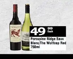 Oxford Freshmarket Porcupine Ridge Sauv Blanc/ The Wolftrap Red 750ml offer