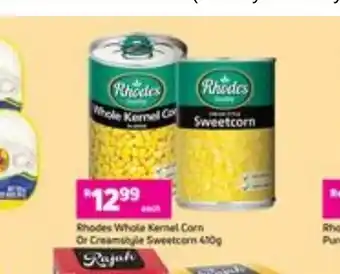 Game Rhodes Whole Kernel Corn or Creamstyle Sweetcorn offer