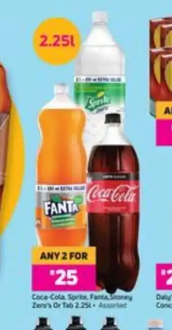 Game Coca-cola , Sprite, Fanta, Stoney Zero's Or Tab 2.25L offer