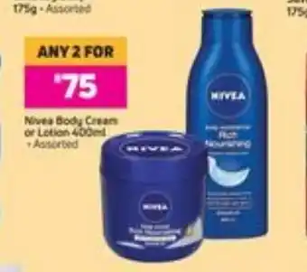 Game Nivea Body Cream or Lotion 400ml offer