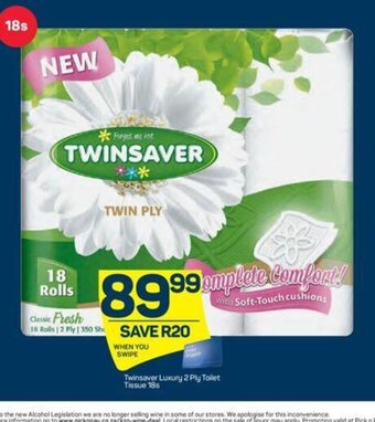 Pick n Pay Twinsaver Luxury 2 Ply Toilet Tissue 18s offer