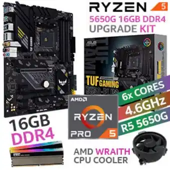 Amd ryzen 5 pro 5650g tuf b550-plus wi-fi 16gb rgb 3600mhz upgrade kit