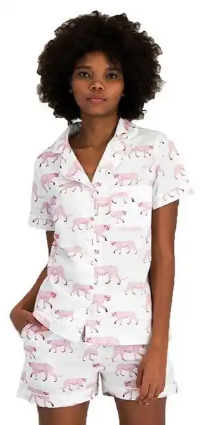 Faithful to Nature Woodstock laundry short pyjamas - pink cheeta... offer