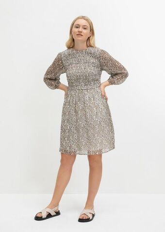 Woolworths Sheer shirred a-line mini dress offer