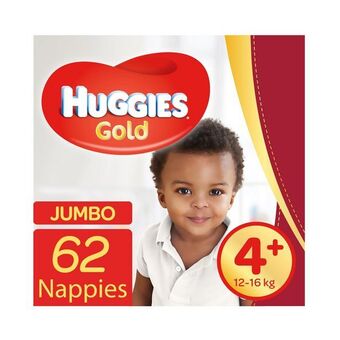 Woolworths Huggies gold jumbo no.4+ (12 - 16 kg) nappies 62 pk offer