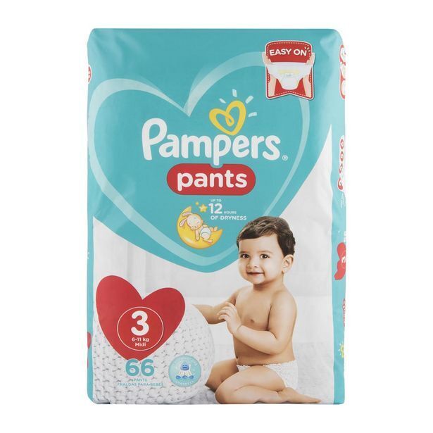 Pampers no 3 midi (6 11 kg) nappy pants 66 pk offer at Woolworths