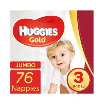 Woolworths Huggies gold jumbo no.3 (6 - 10 kg) nappies 76 pk offer