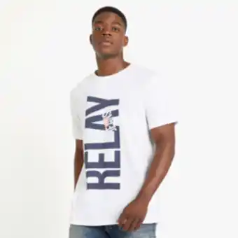 Rj white slim fit bold branding t-shirt