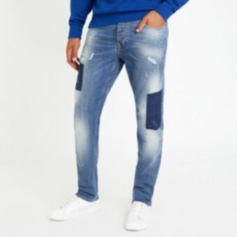 Markham Rj blue regular fit patch work jean offer