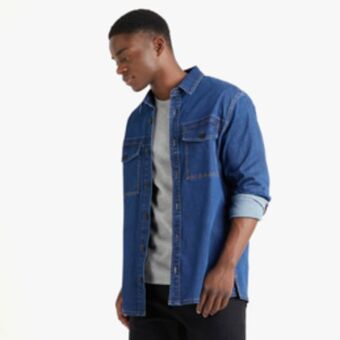 Markham Rj denim blue reg fit utility shirt offer