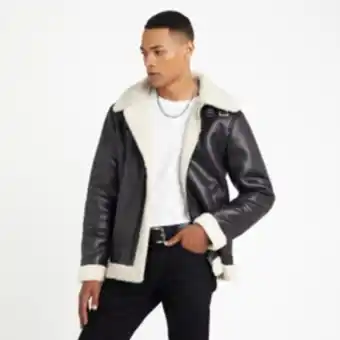 Markham Mkm black smart suede aviator jacket offer