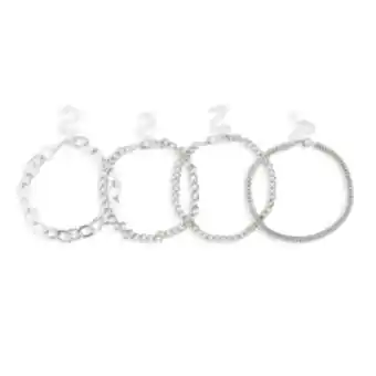 Markham Mkm silver 4 pack multi metal classic chain bracelet set offer