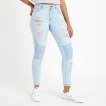 Sportscene Redbat women's regular rise light wash straight jeans offer