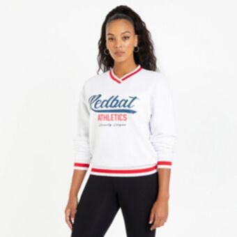 Redbat athletics women's white sweat top