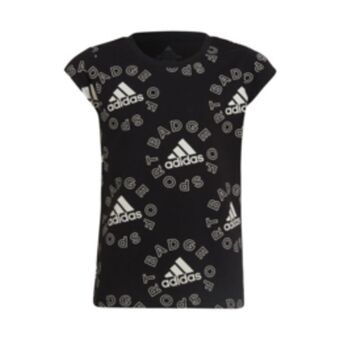 Girls adidas black/white logo tee