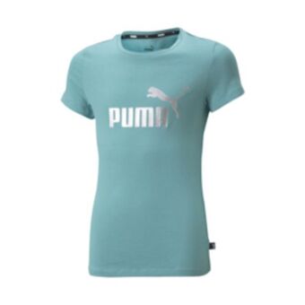 Totalsports Girls puma essential logo aqua blue tee offer
