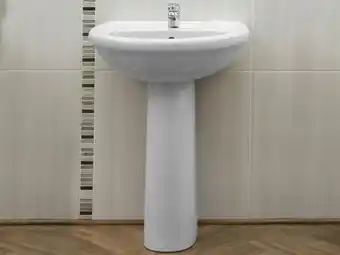 Coral white wall mounted basin & floor pedestal set - 812 x 465 x 570mm