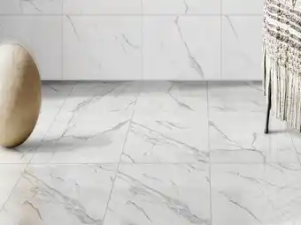 CTM Domus white shiny ceramic floor tile - 500 x 500mm offer