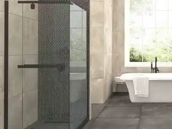 CTM Crystaltech black semi frameless square pivot shower enclosure - ct6011 - 900 x 900 x 2000mm offer