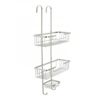 Hook-over shower caddy, stainless steel