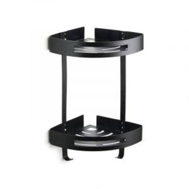 Corner shelf, 2 tier, stainless steel, black offer at Gelmar
