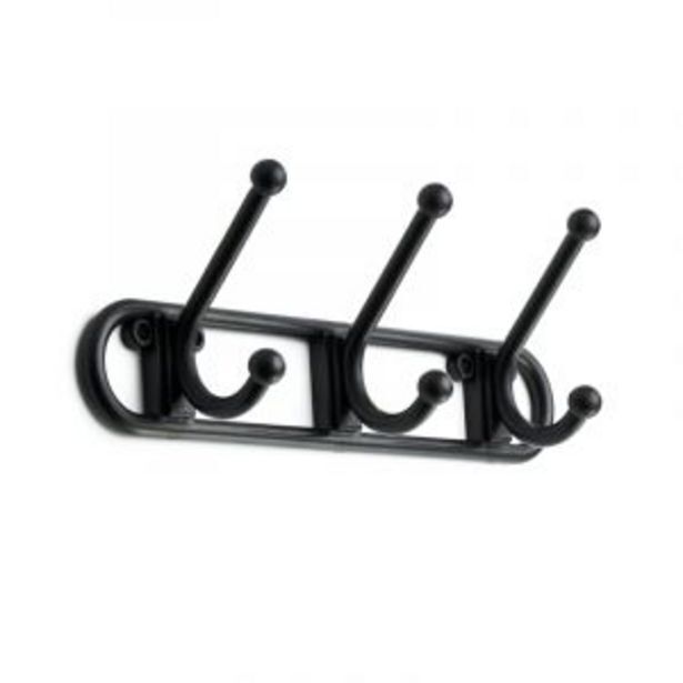 Coat hook rack, 3 hook, black offer at Gelmar