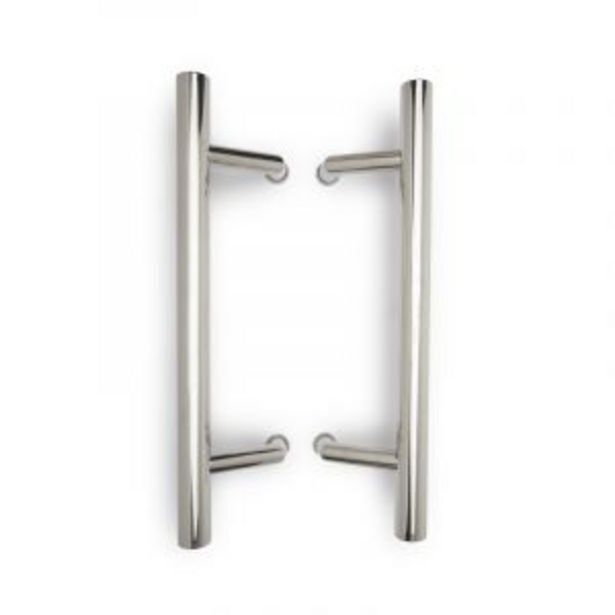 Entrance door handle, offset, stainless steel, 450mm offer at Gelmar