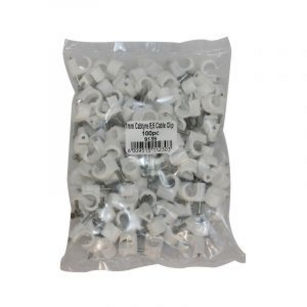 Cable clips, round, white, 8.5mm, 100 pieces offer at Gelmar