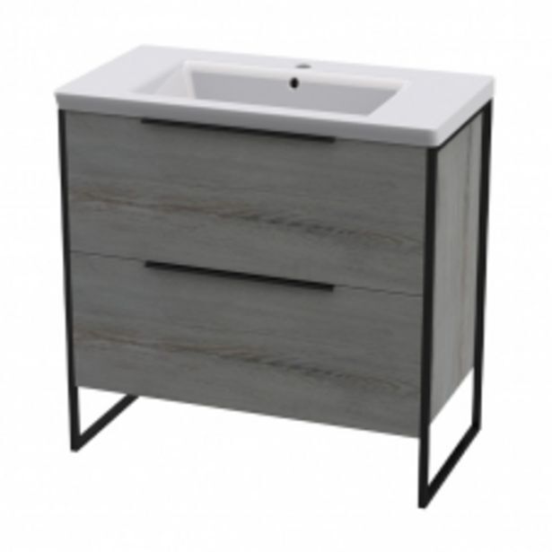 Bathroom Bizarre Conway 800 f/unit-matt b/steel & mad/oak+the gap 800 basin offer
