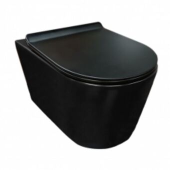 Ab-112 pali rimless wall hung b/e pan inc slim seat- m/black
