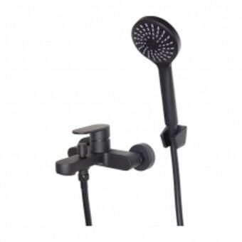 Bay bath mixer wall type incl hand show - black (ba0b030)