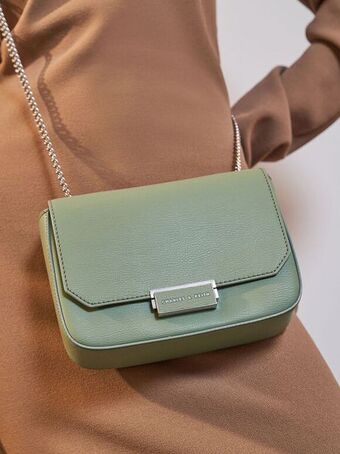 Charles & Keith Chain strap shoulder bag - sage green offer