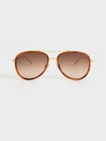 Recycled acetate gradient tint aviator sunglasses - t. shell