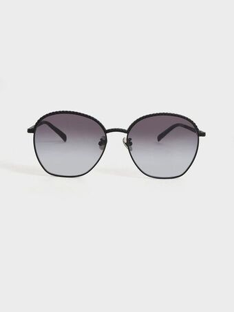 Charles & Keith Braided butterfly sunglasses - black offer